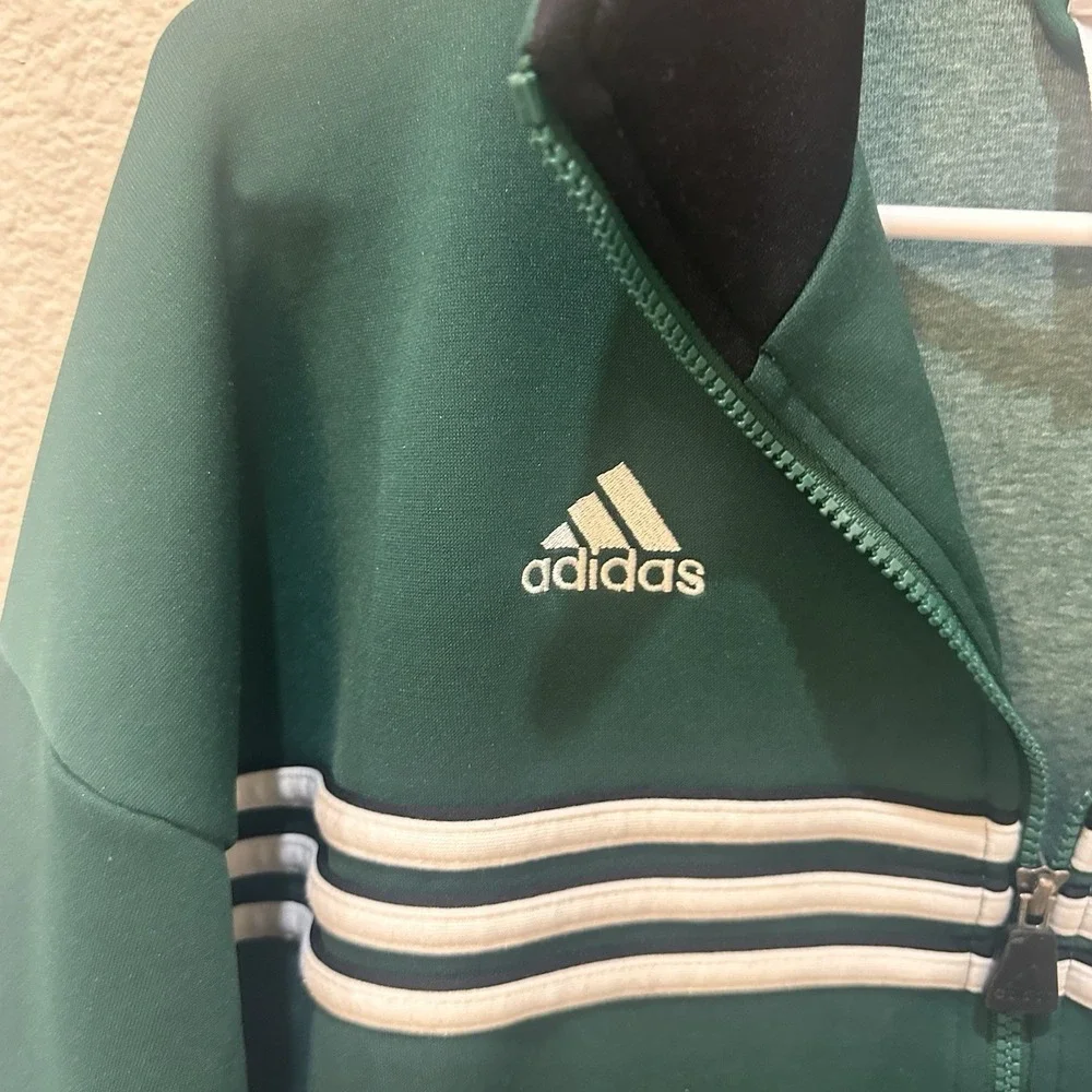 Vtg Adidas Jacket Mens M Green Soccer Long Sleeve Full Zip Athletic Sport